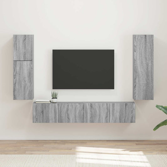 Set mobile TV 4 pcs Grigio Sonoma Legno multistrato