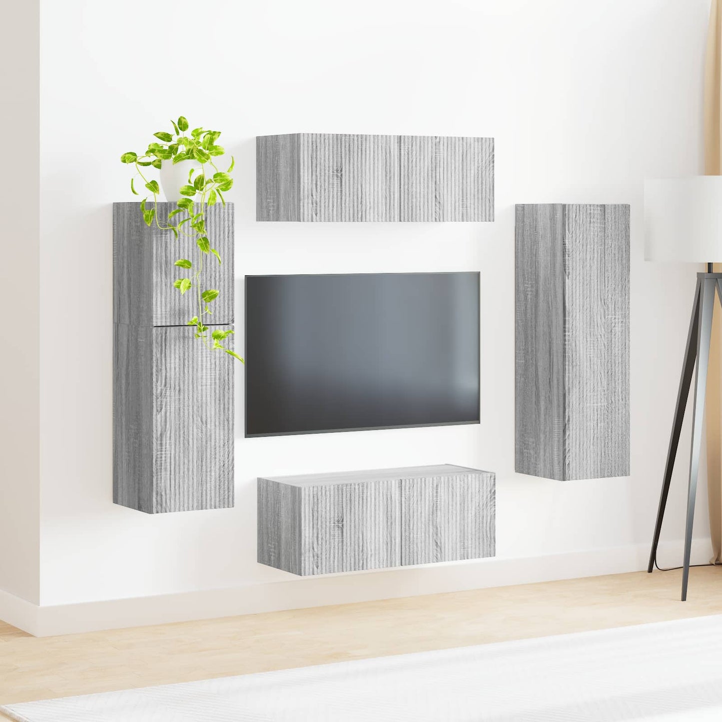 Set mobile TV 4 pcs Grigio Sonoma Legno multistrato