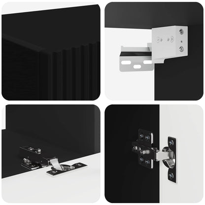 Set mobile TV Montaggio a parete 4 pcs Nero Legno multistrato