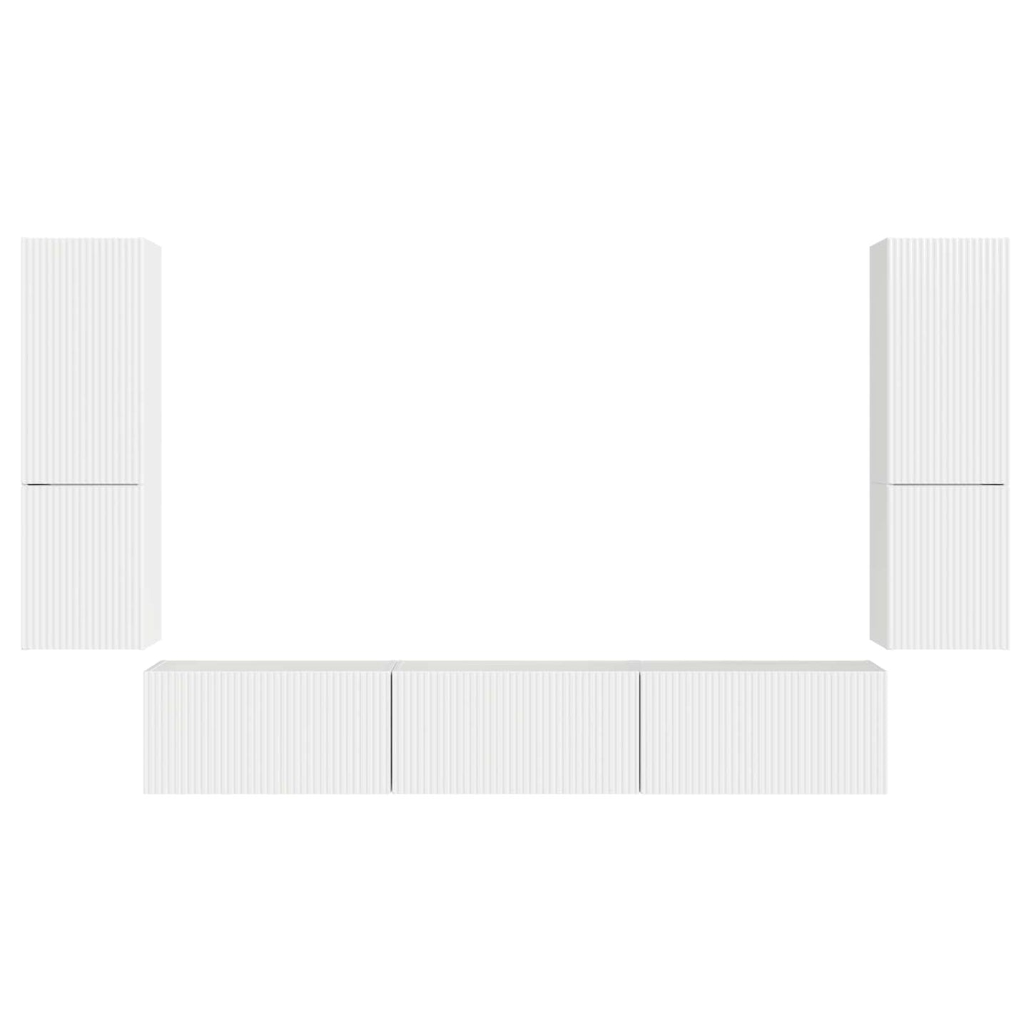 Set mobile TV 4 pcs Bianco Lucido Legno multistrato