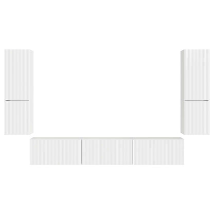 Set mobile TV 4 pcs Bianco Lucido Legno multistrato