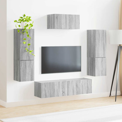 Set mobile TV 4 pcs Grigio Sonoma Legno multistrato