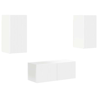 Set mobile TV Montaggio a parete 6 pcs Bianco Legno multistrato