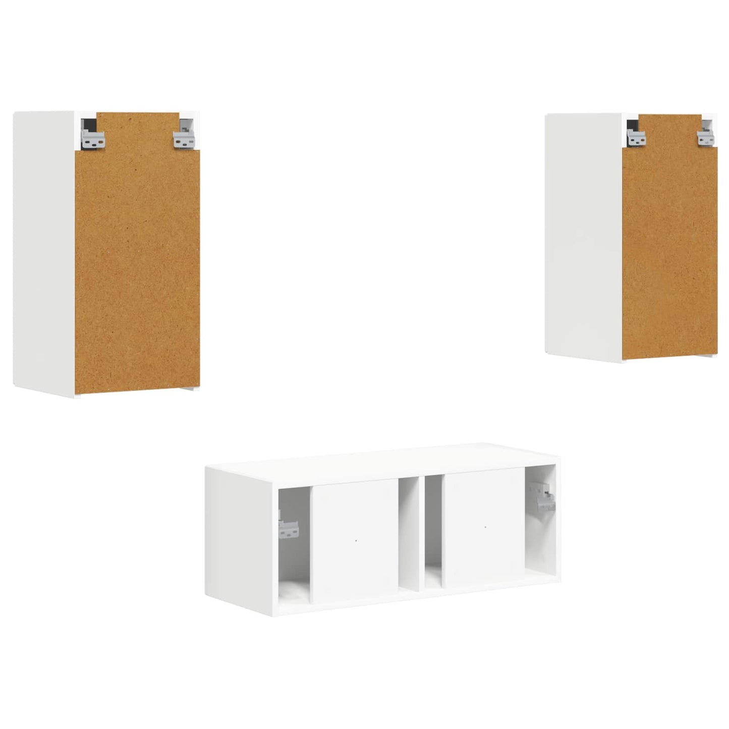 Set mobile TV Montaggio a parete 6 pcs Bianco Legno multistrato