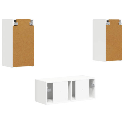 Set mobile TV Montaggio a parete 6 pcs Bianco Legno multistrato