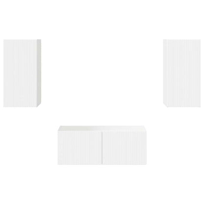 Set mobile TV 6 pcs Bianco Lucido Legno multistrato