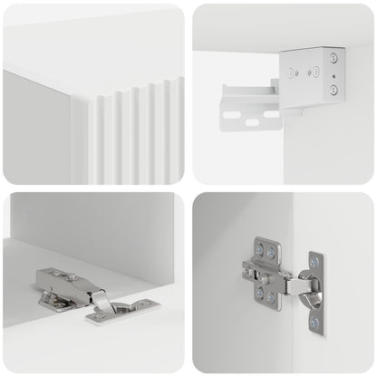 Set mobile TV Montaggio a parete 3 pcs Bianco Legno multistrato