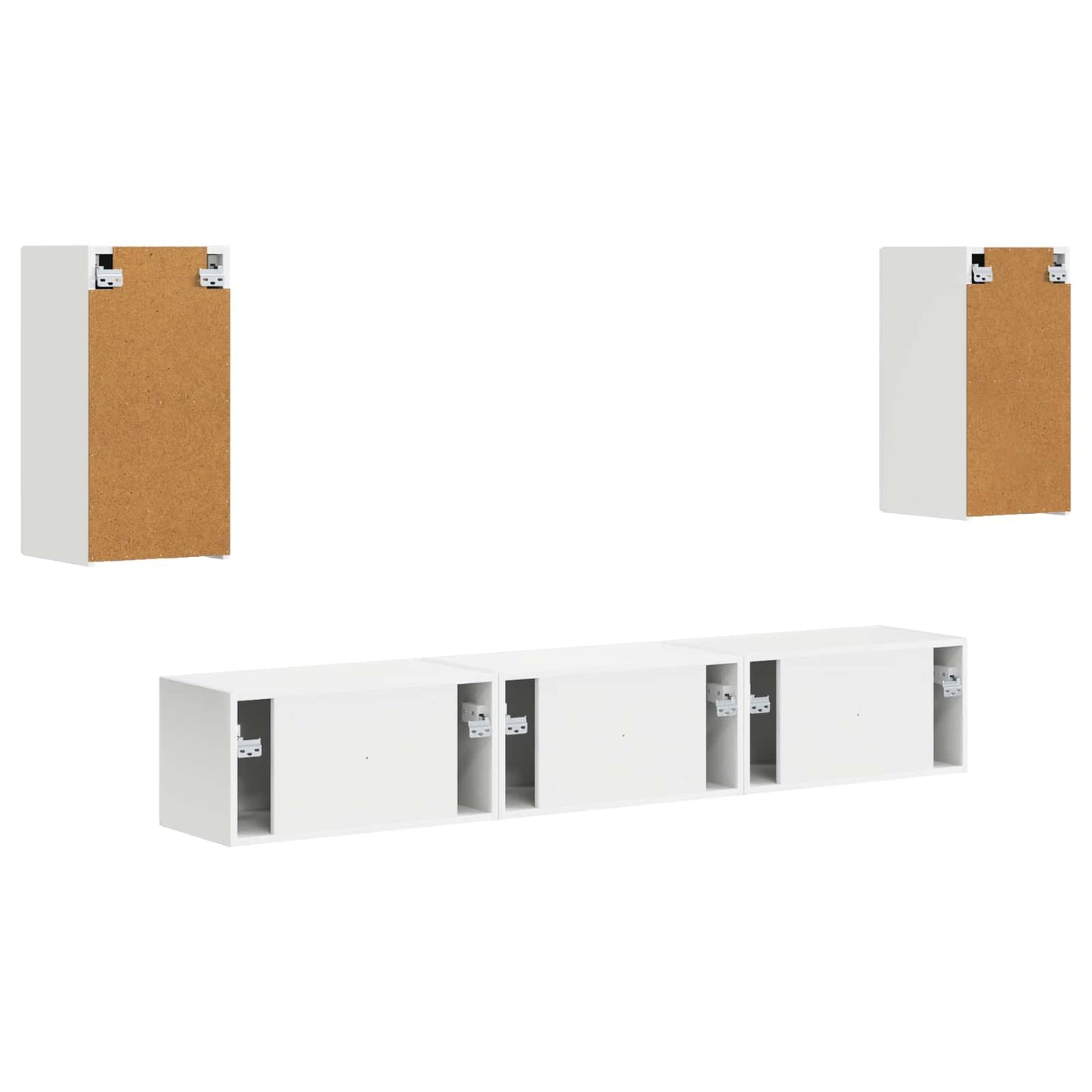 Set mobile TV Montaggio a parete 3 pcs Bianco Legno multistrato