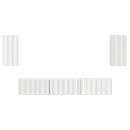 Set mobile TV Montaggio a parete 3 pcs Bianco Legno multistrato