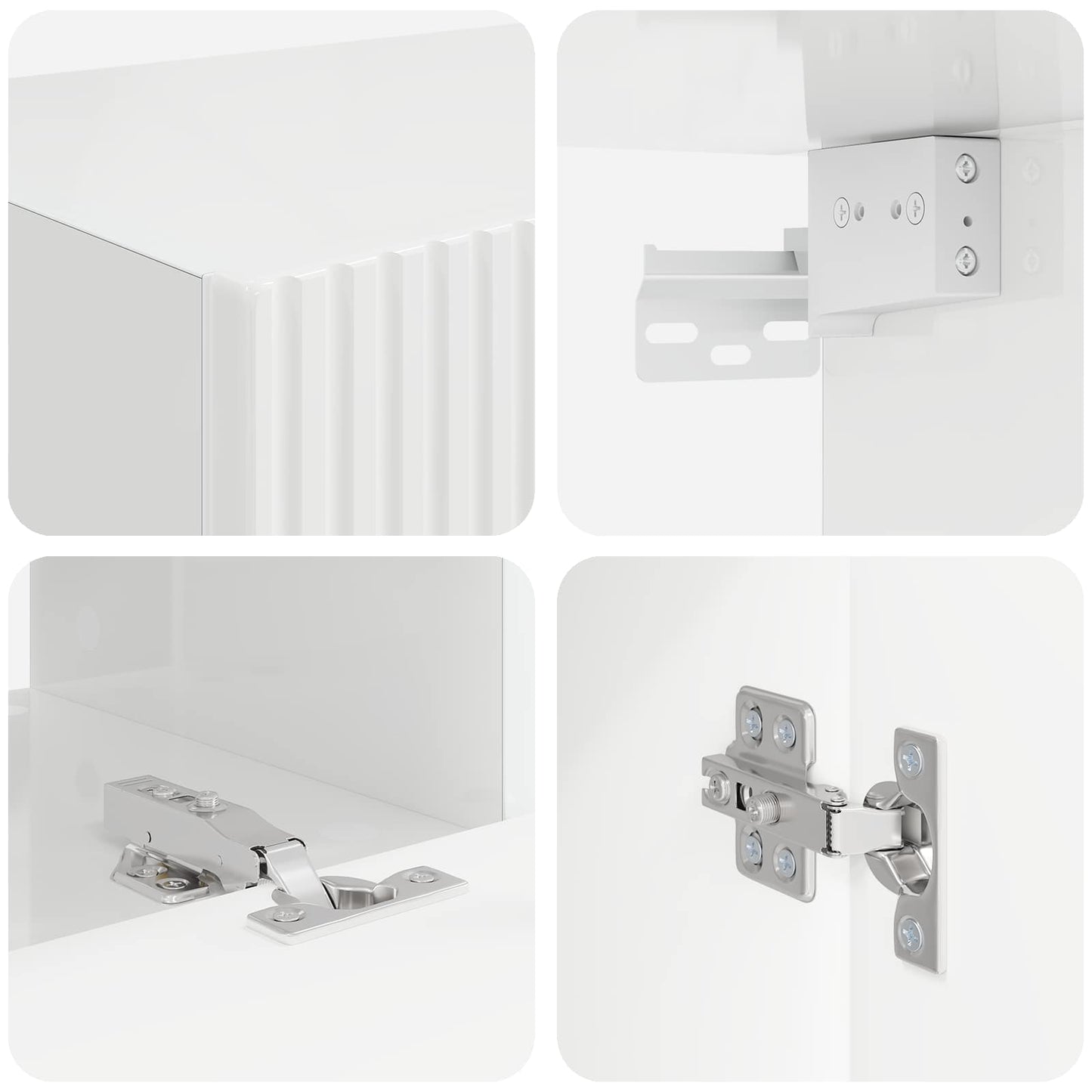 Set mobile TV 3 pcs Bianco Lucido Legno multistrato