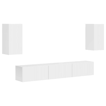 Set mobile TV 3 pcs Bianco Lucido Legno multistrato