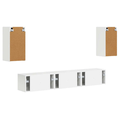 Set mobile TV 3 pcs Bianco Lucido Legno multistrato