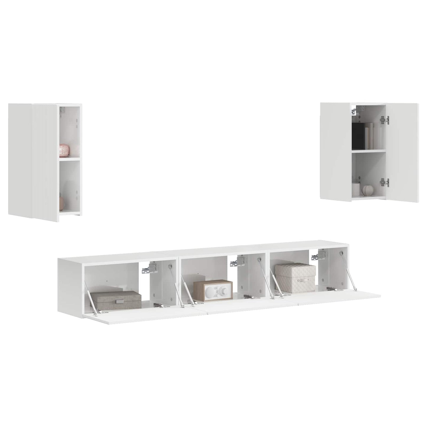Set mobile TV 3 pcs Bianco Lucido Legno multistrato