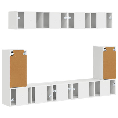 Set mobile TV Montaggio a parete 5 pcs Bianco Legno multistrato
