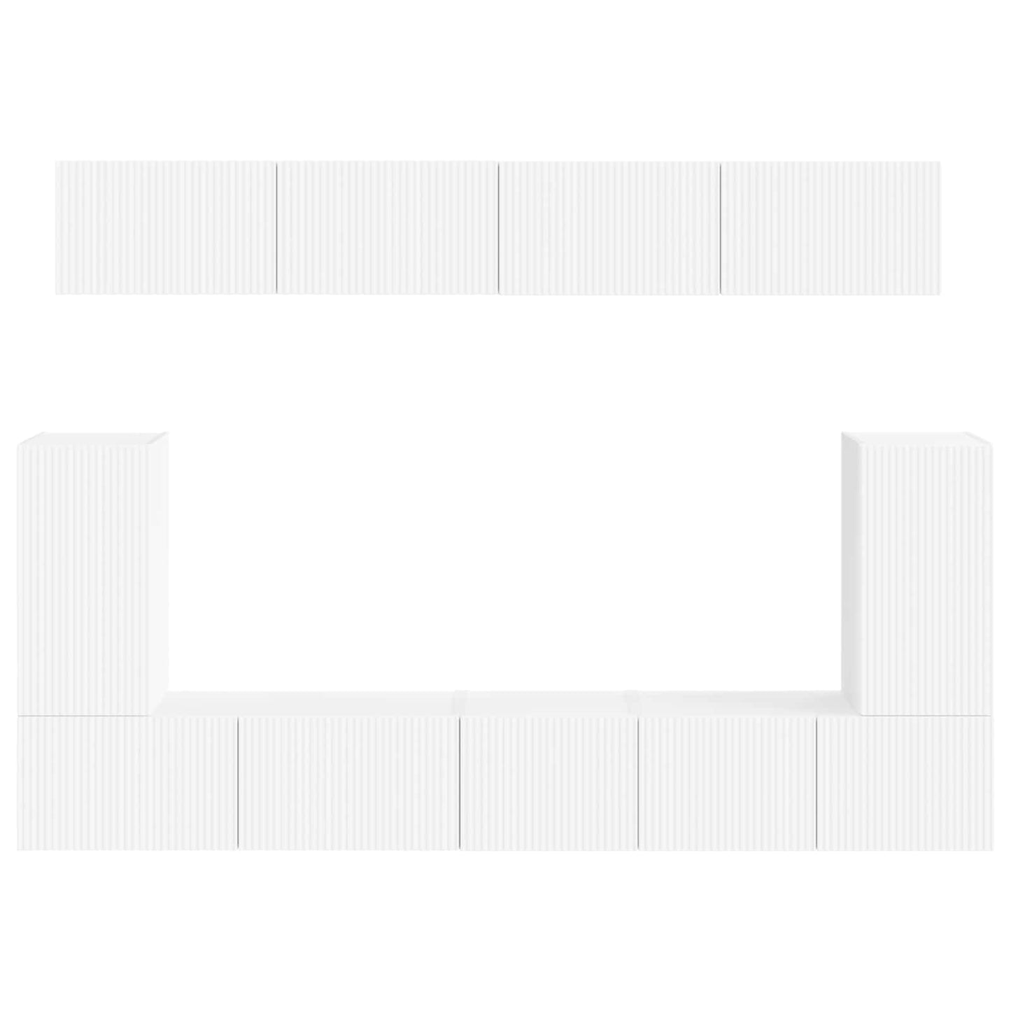 Set mobile TV Montaggio a parete 5 pcs Bianco Legno multistrato