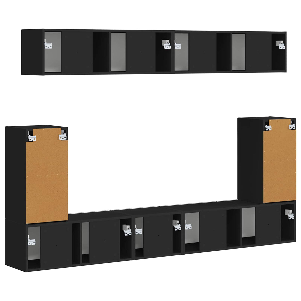 Set mobile TV 5 pz Nero Legno ingegnerizzato | homemem39