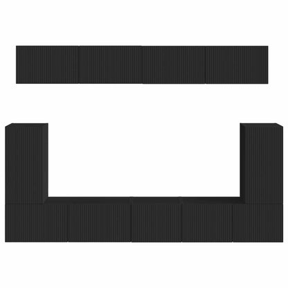 Set mobile TV Montaggio a parete 5 pcs Nero Legno multistrato