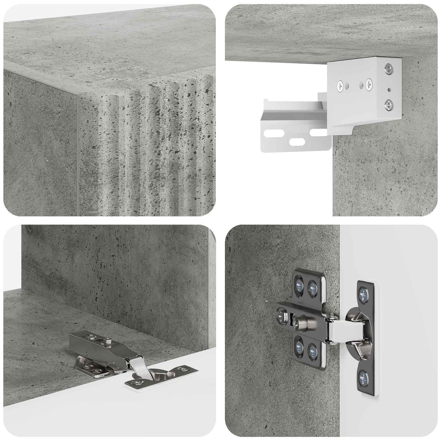 Set mobile TV 4 pcs Grigio cemento Legno multistrato | homemem39