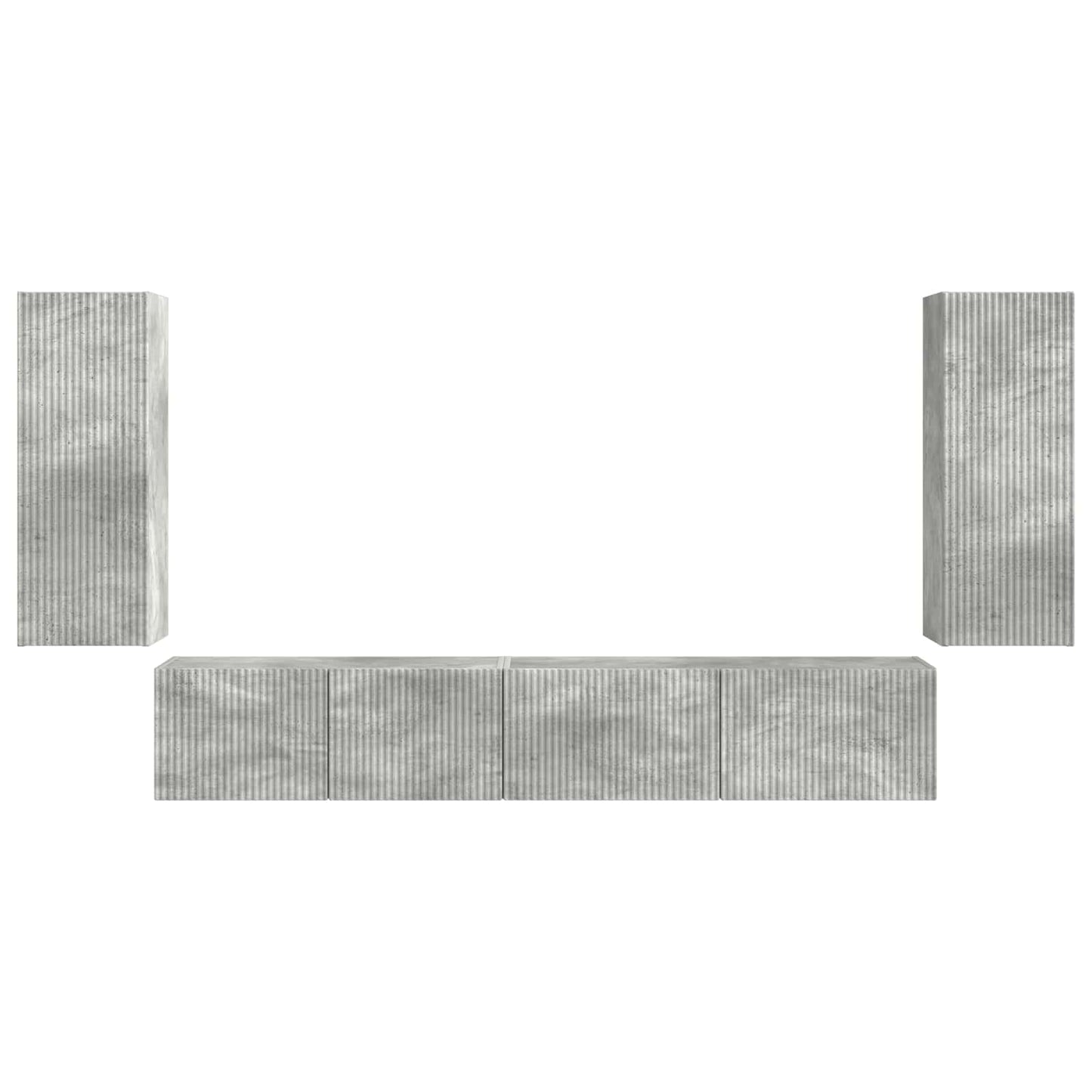 Set mobile TV 4 pz Grigio cemento Legno ingegnerizzato