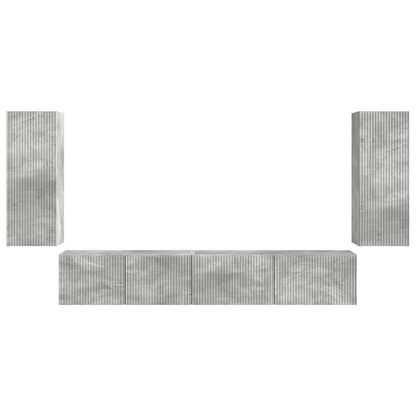 Set mobile TV 4 pz Grigio cemento Legno ingegnerizzato
