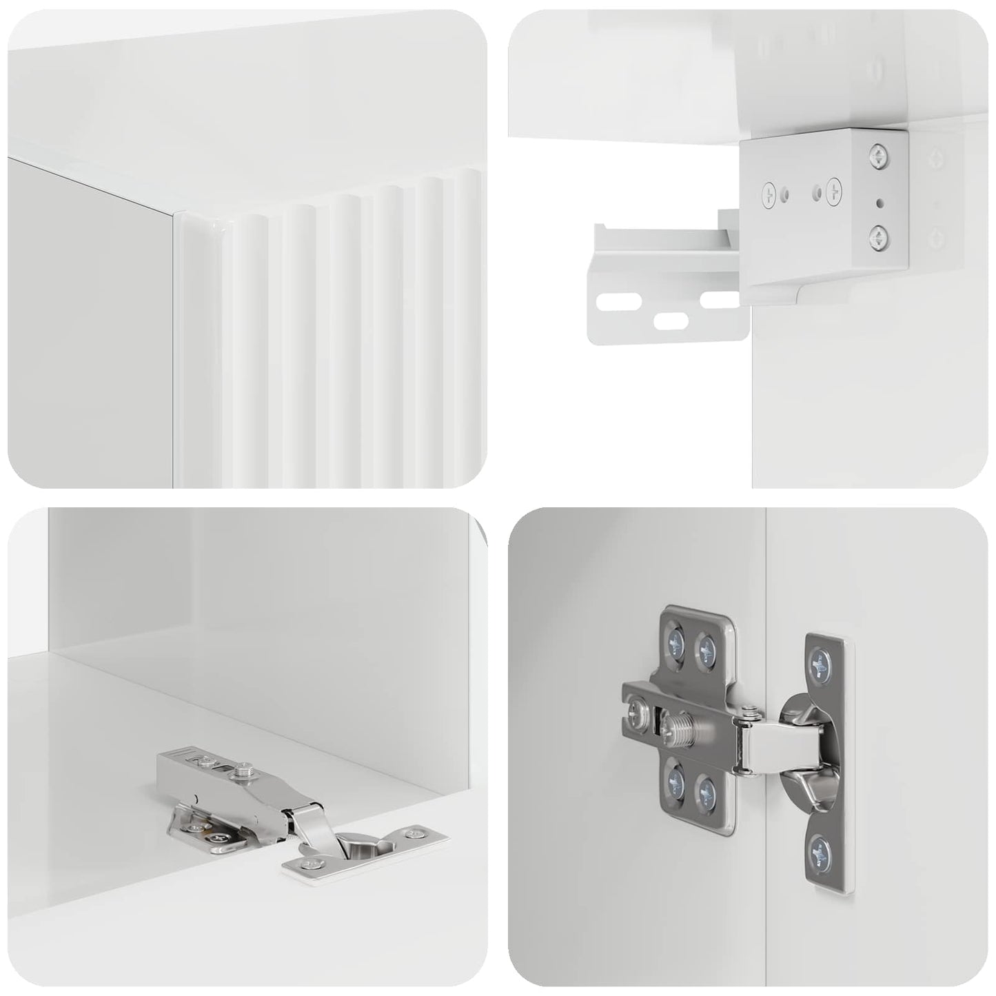 Set mobile TV 4 pcs Bianco Lucido Legno multistrato | homemem39