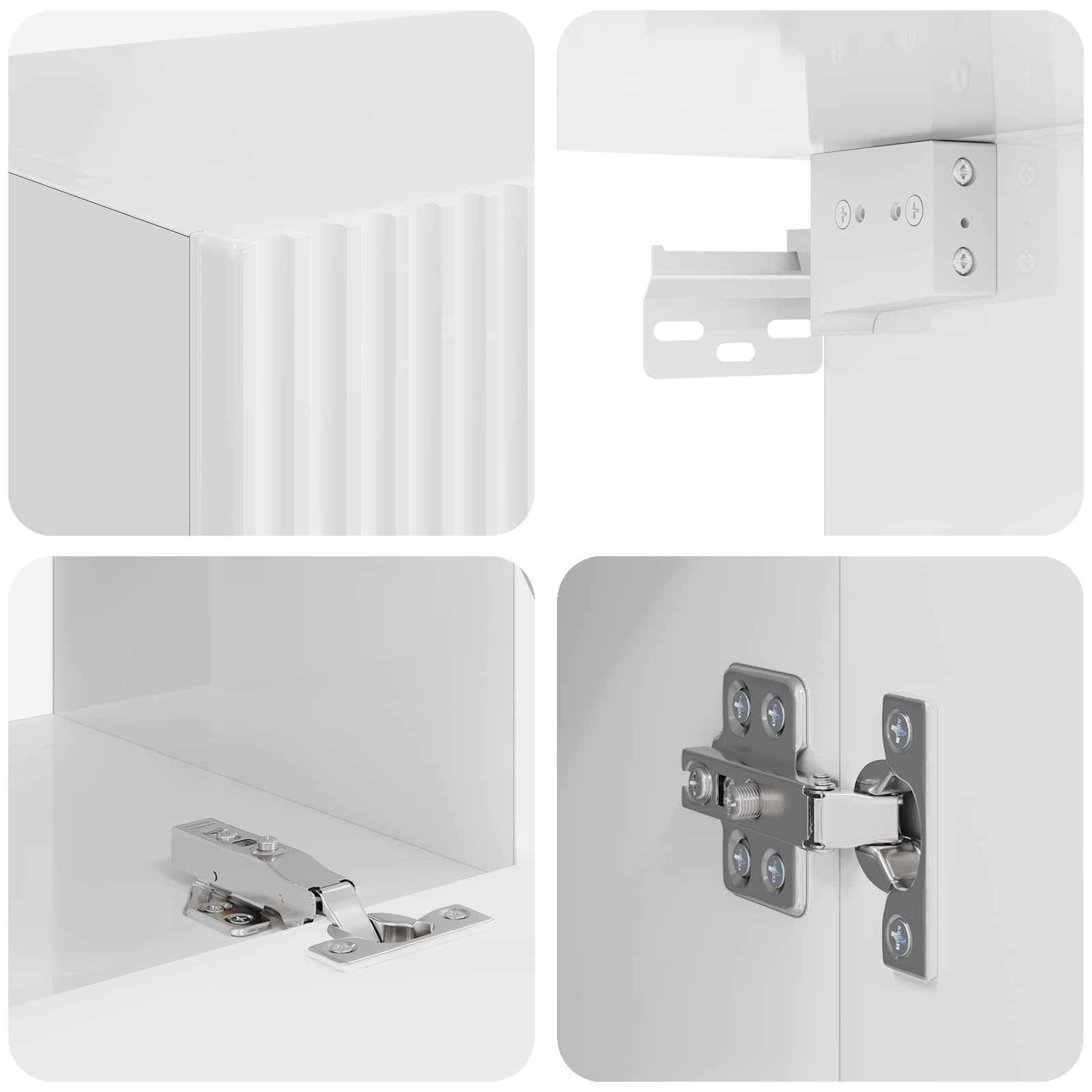 Set mobile TV 4 pcs Bianco Lucido Legno multistrato | homemem39