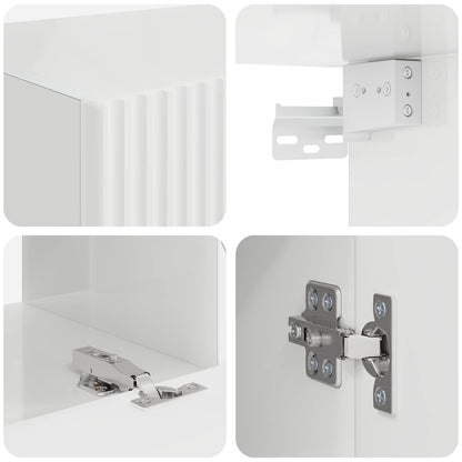 Set mobile TV 4 pcs Bianco Lucido Legno multistrato | homemem39