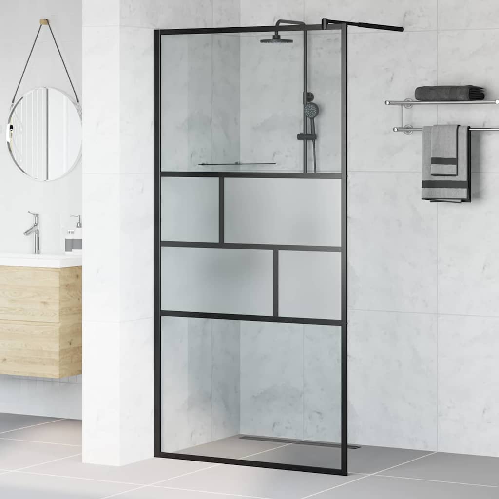 Parete Doccia Walk-in Nero 80 x 195 x 0.5 cm Vetro e Alluminio
