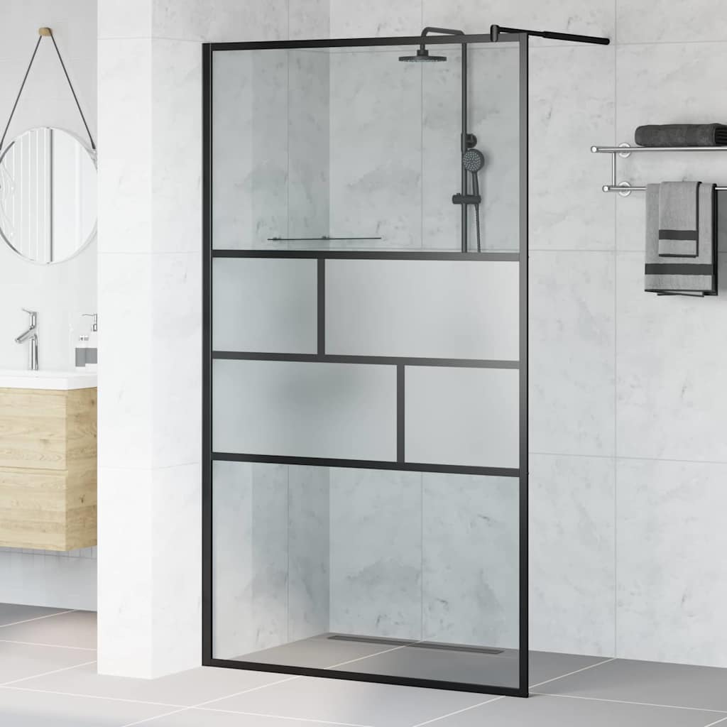 Parete Doccia Walk-in Nero 80 x 195 x 0.5 cm Vetro e Alluminio
