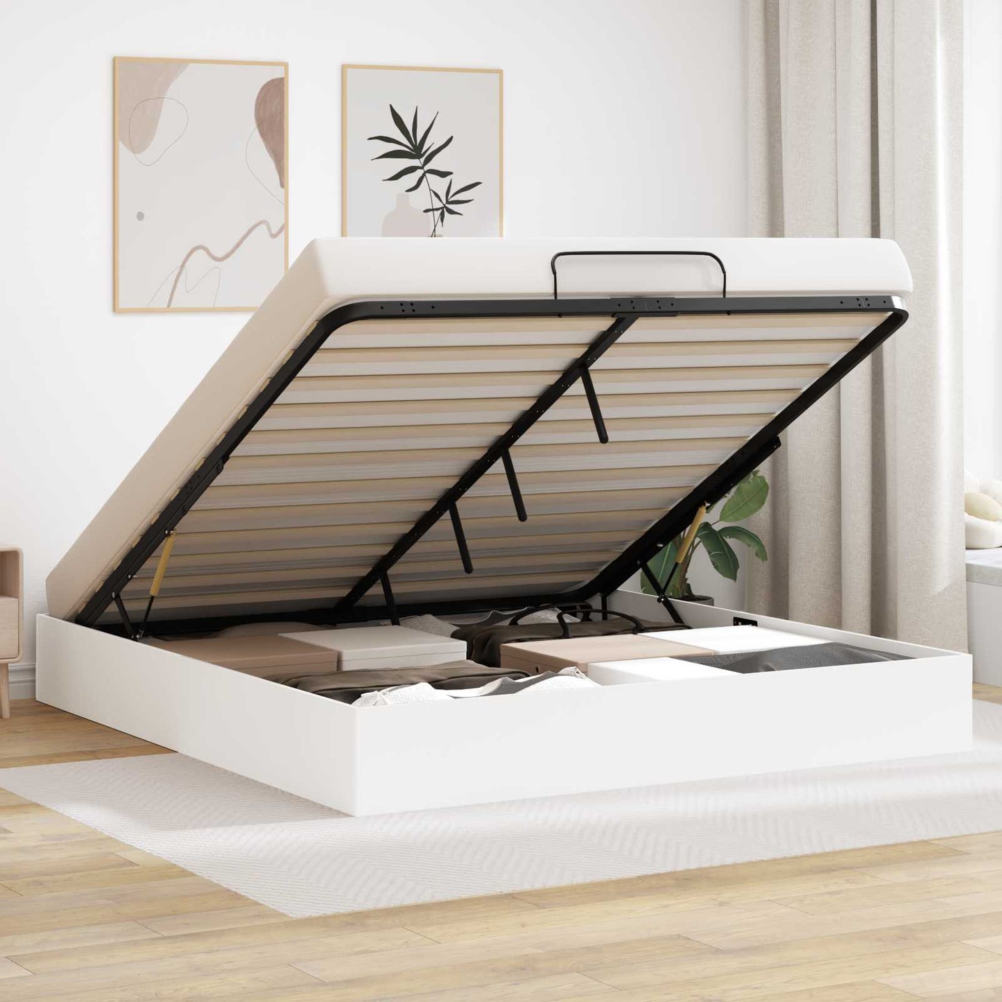 Letto ottomano Bianco 203 x 180 x 25 cm Legno ingegnerizzato | homemem39