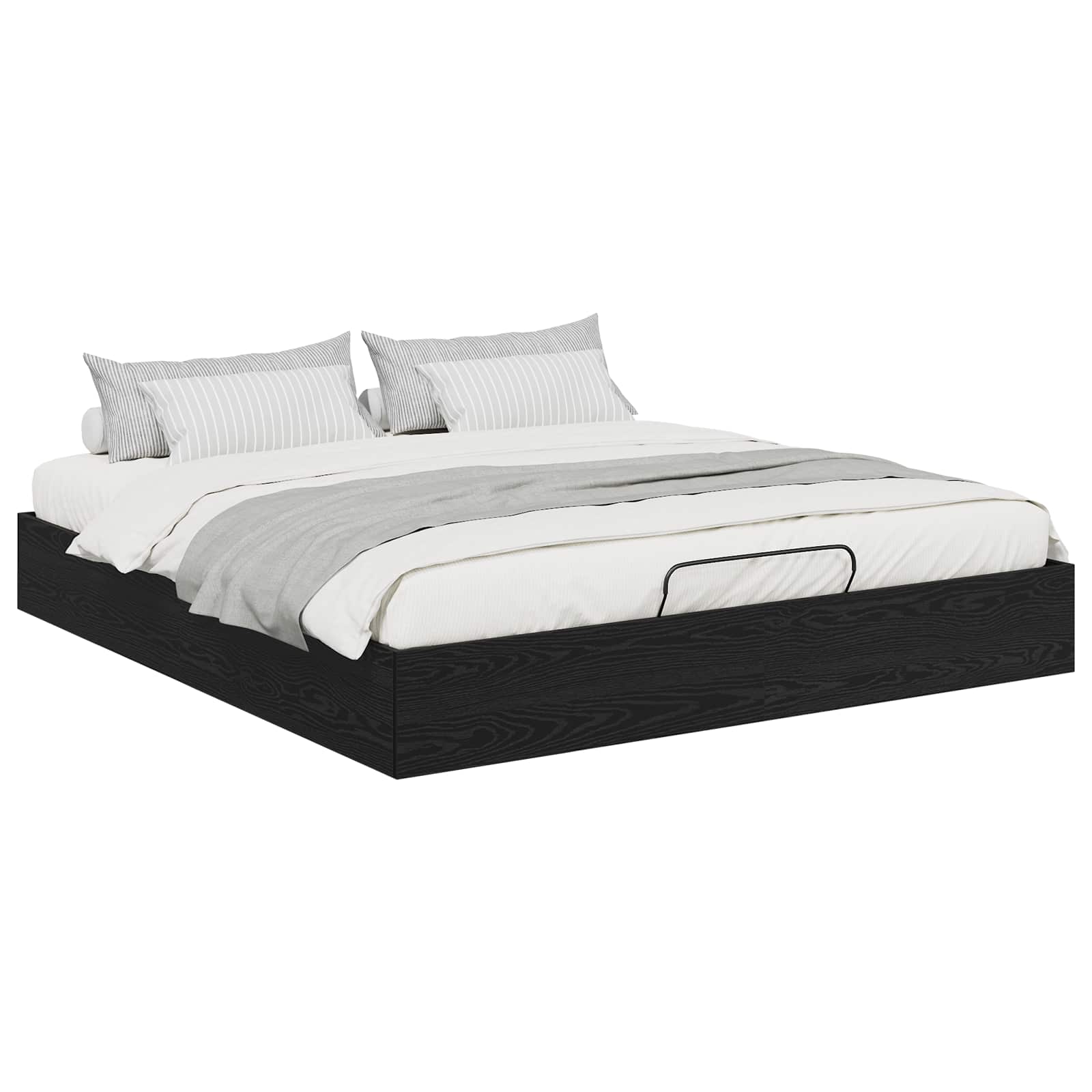 Letto ottomano con archiviazione Rovere Nero 203 x 180 x 25 cm | homemem39