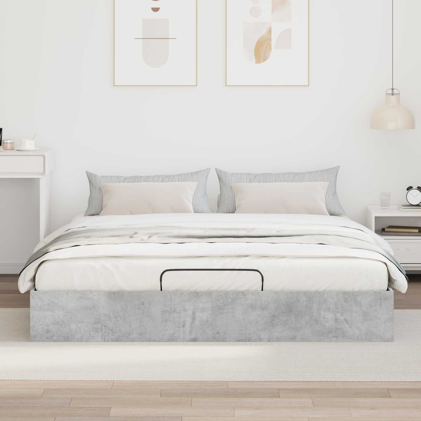 Letto ottomano con archiviazione Calcestruzzo 203 x 180 x 25 cm | homemem39