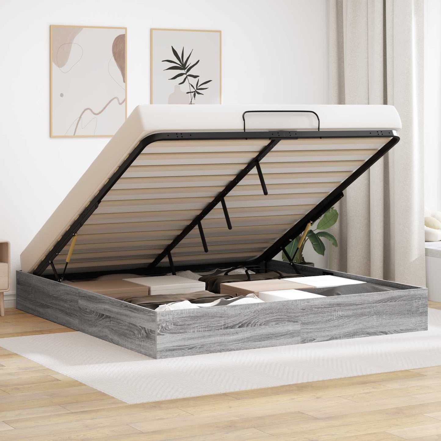 Letto ottomano Sonoma grigia 203 x 180 x 25 cm | homemem39