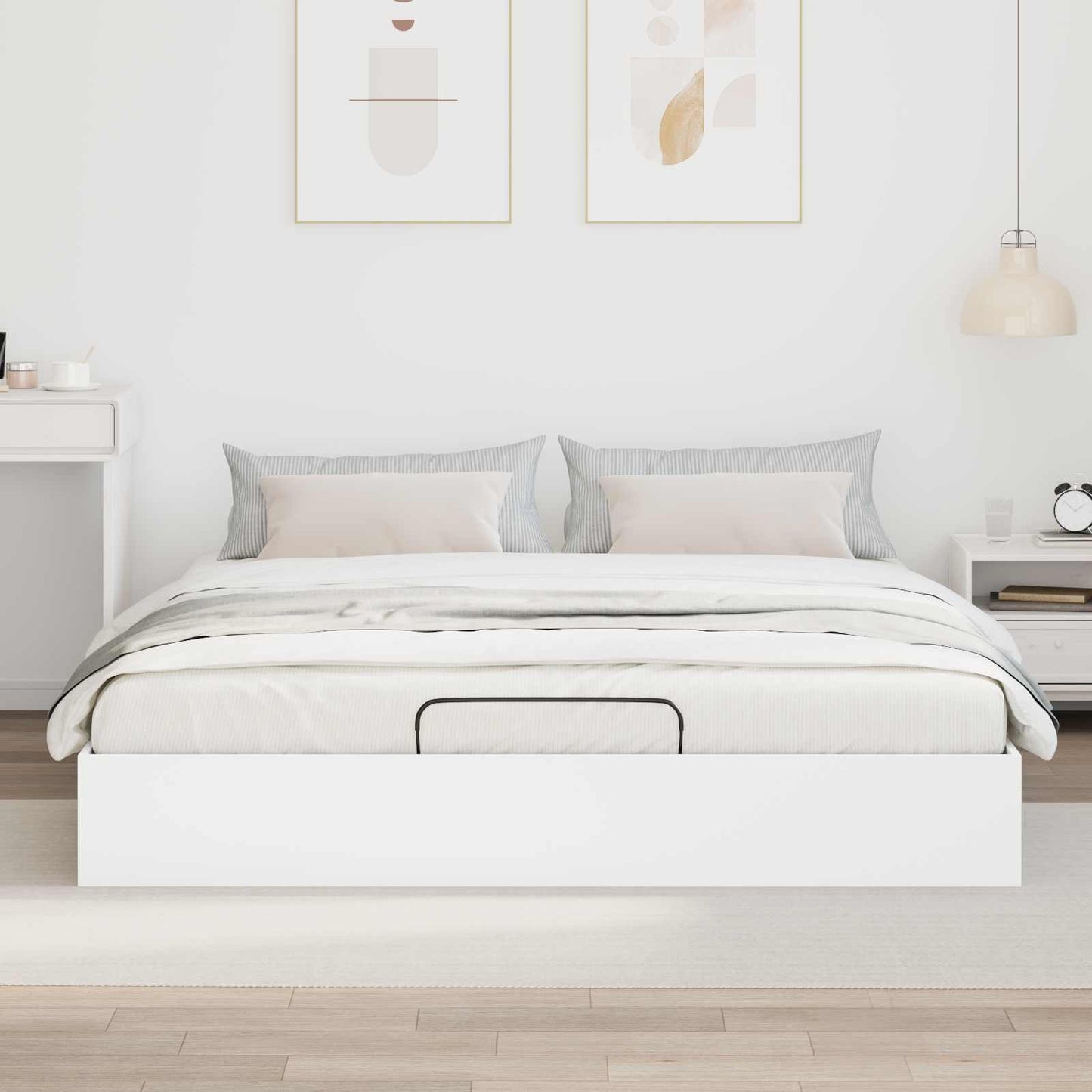 Letto ottomano Bianco 203 x 160 x 25 cm Legno ingegnerizzato | homemem39