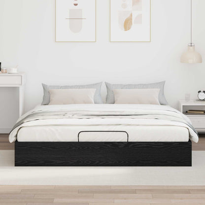 Letto ottomano con archiviazione Rovere Nero 203 x 160 x 25 cm | homemem39
