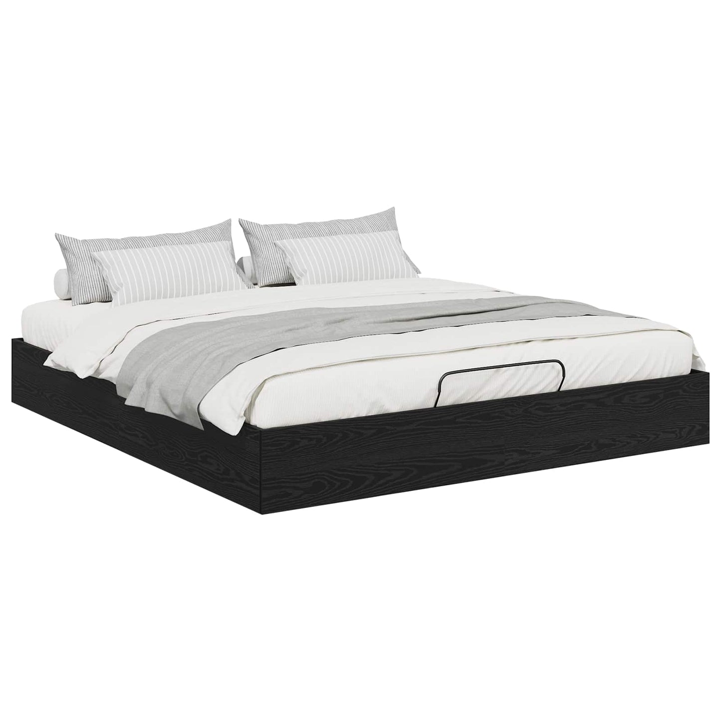 Letto ottomano con archiviazione Rovere Nero 203 x 160 x 25 cm | homemem39