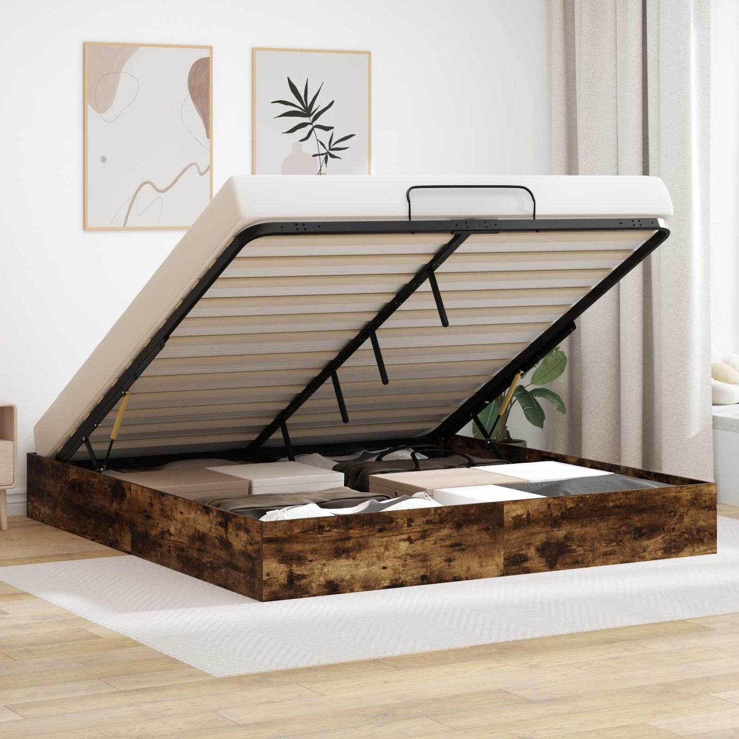 Letto ottomano Quercia Affumicata 203 x 160 x 25 cm | homemem39