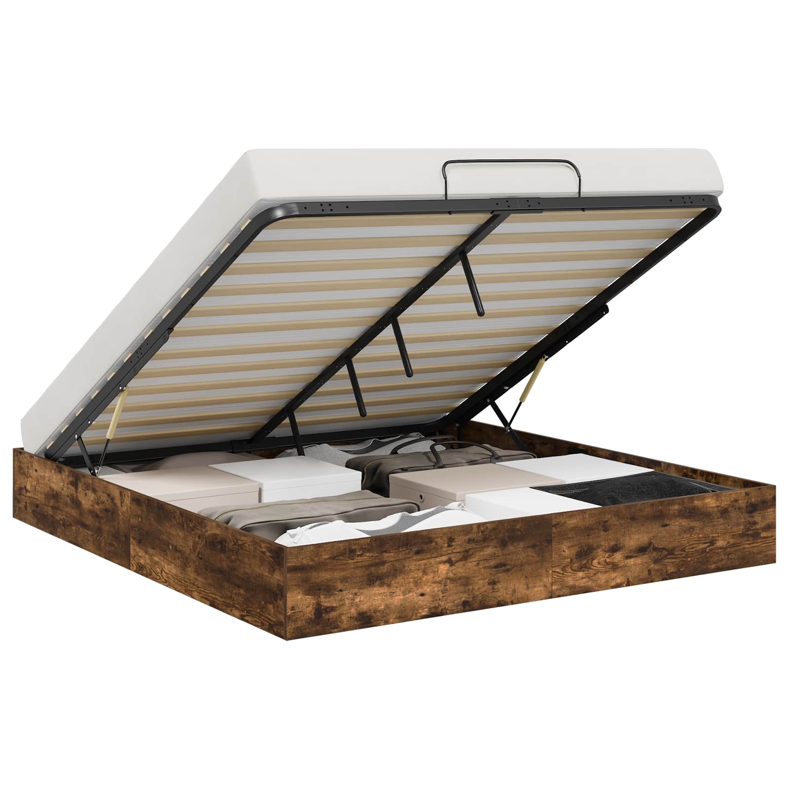 Letto ottomano Quercia Affumicata 203 x 160 x 25 cm | homemem39