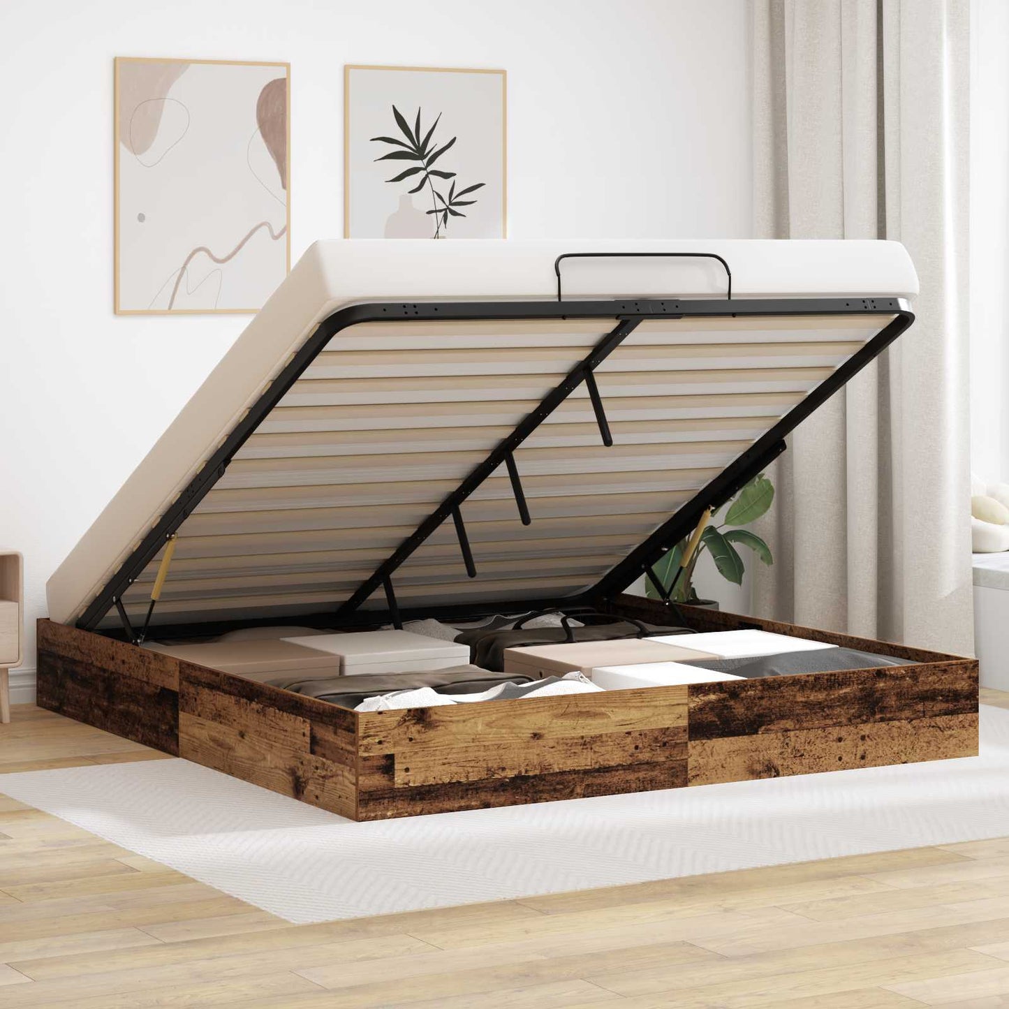 Letto ottomano Legno vecchio 160 x 200 cm Legno ingegnerizzato | homemem39