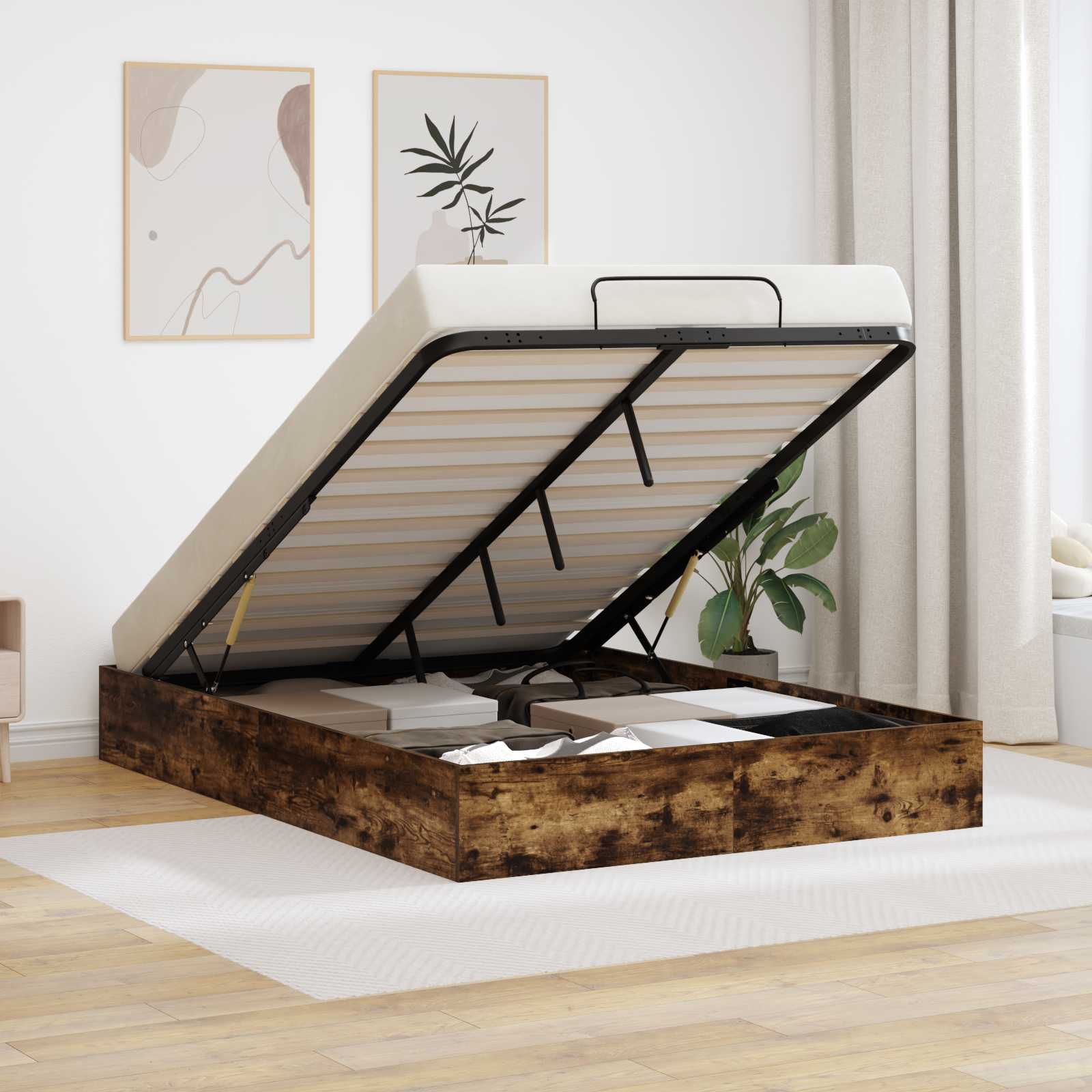 Letto ottomano Quercia Affumicata 203 x 140 x 25 cm | homemem39