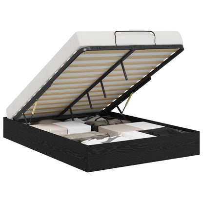 Letto ottomano con archiviazione Rovere Nero 203 x 120 x 25 cm | homemem39