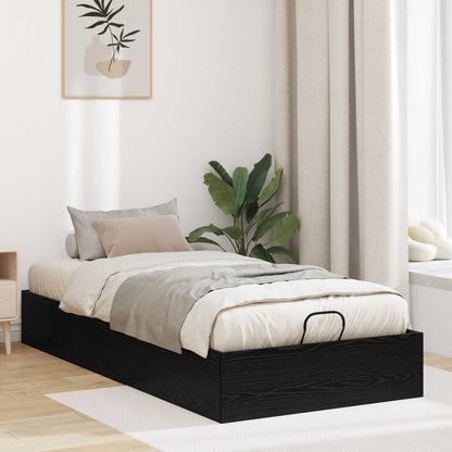 Letto ottomano con archiviazione Rovere Nero 203 x 100 x 25 cm | homemem39