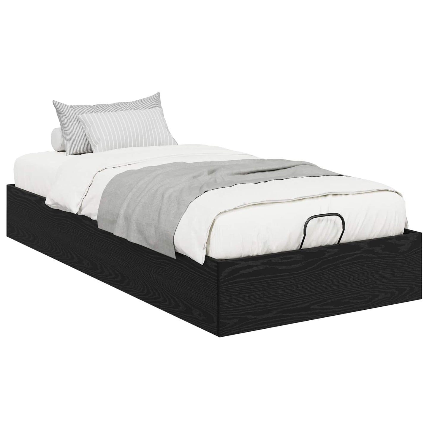 Letto ottomano con archiviazione Rovere Nero 203 x 90 x 25 cm | homemem39