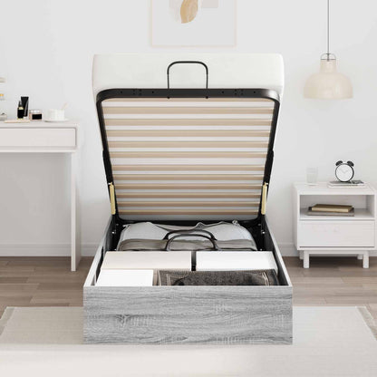 Letto ottomano con archiviazione Sonoma grigia 203 x 90 x 25 cm | homemem39