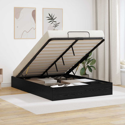 Letto ottomano con archiviazione Rovere Nero 193 x 140 x 25 cm | homemem39