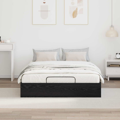 Letto ottomano con archiviazione Rovere Nero 193 x 135 x 25 cm | homemem39