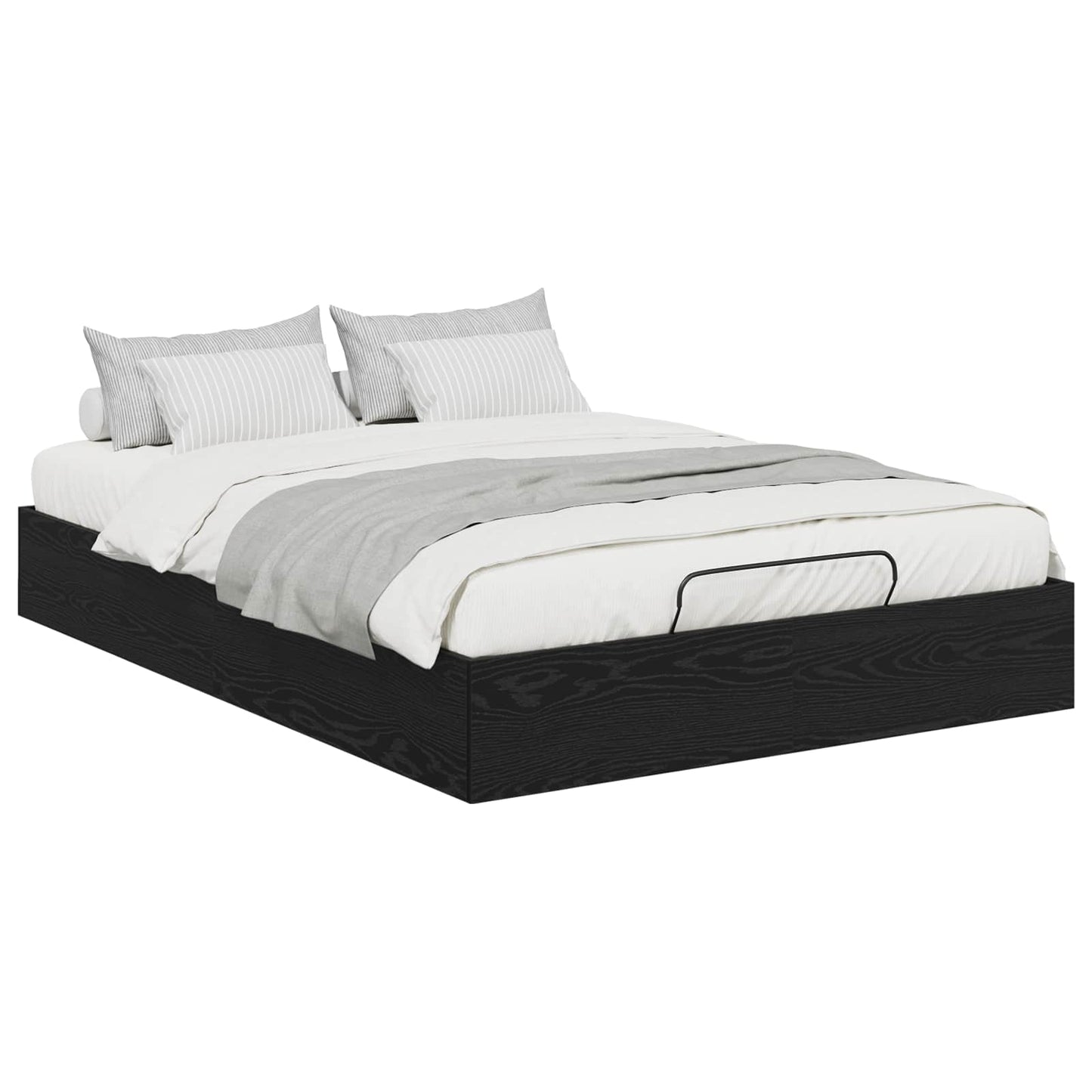 Letto ottomano con archiviazione Rovere Nero 193 x 120 x 25 cm | homemem39