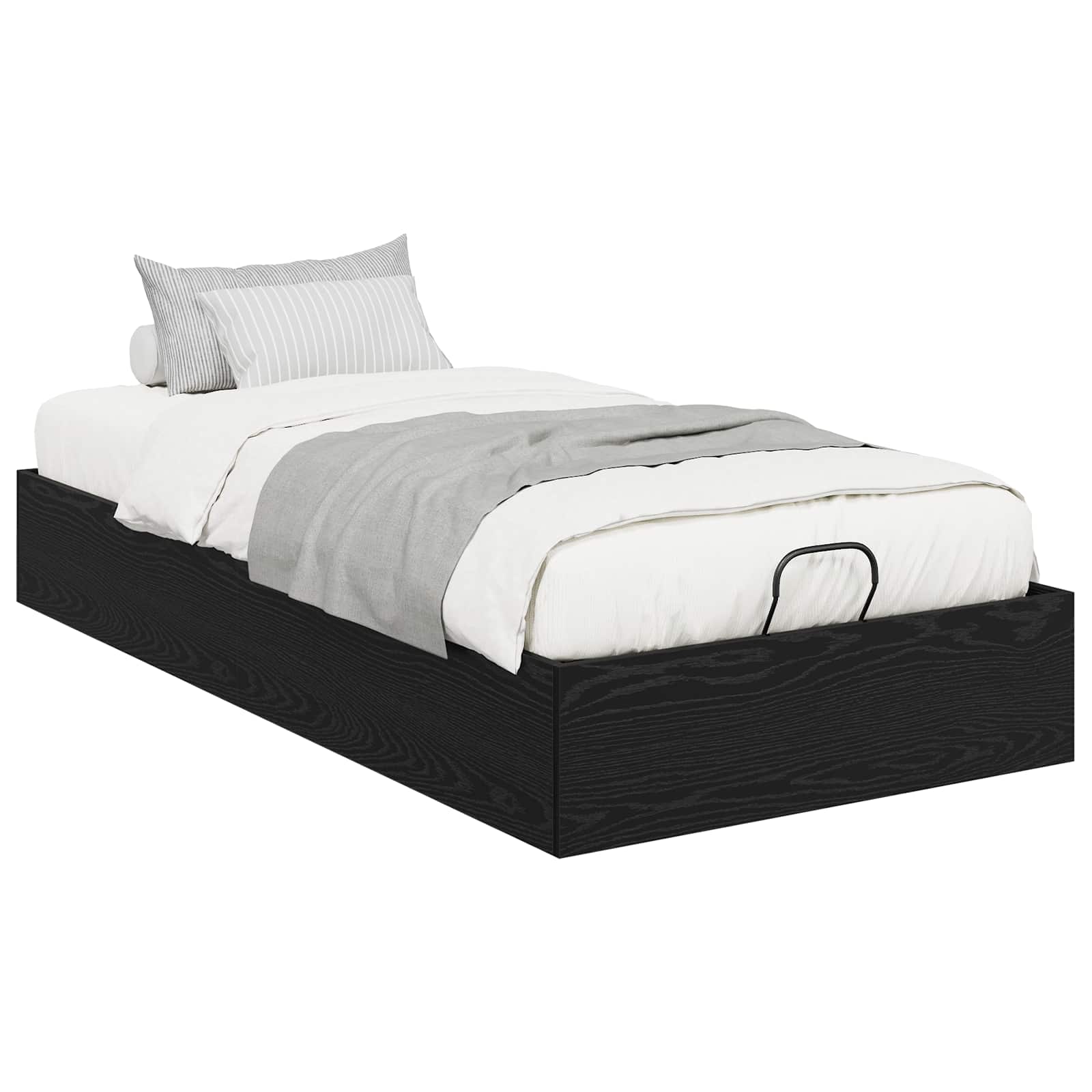 Letto ottomano con archiviazione Rovere Nero 193 x 90 x 25 cm | homemem39