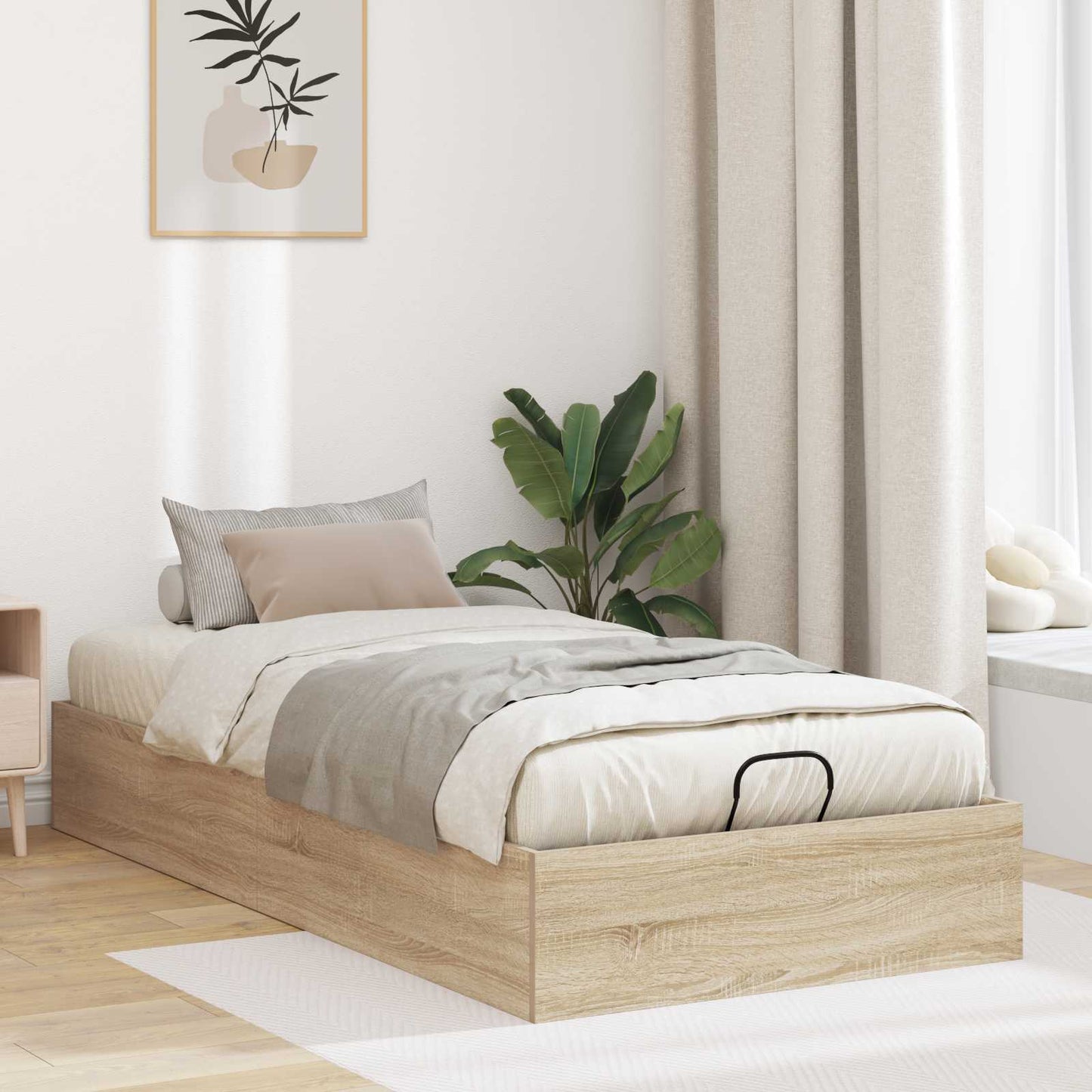 Letto ottomano con archiviazione Rovere Sonoma 193 x 90 x 25 cm | homemem39