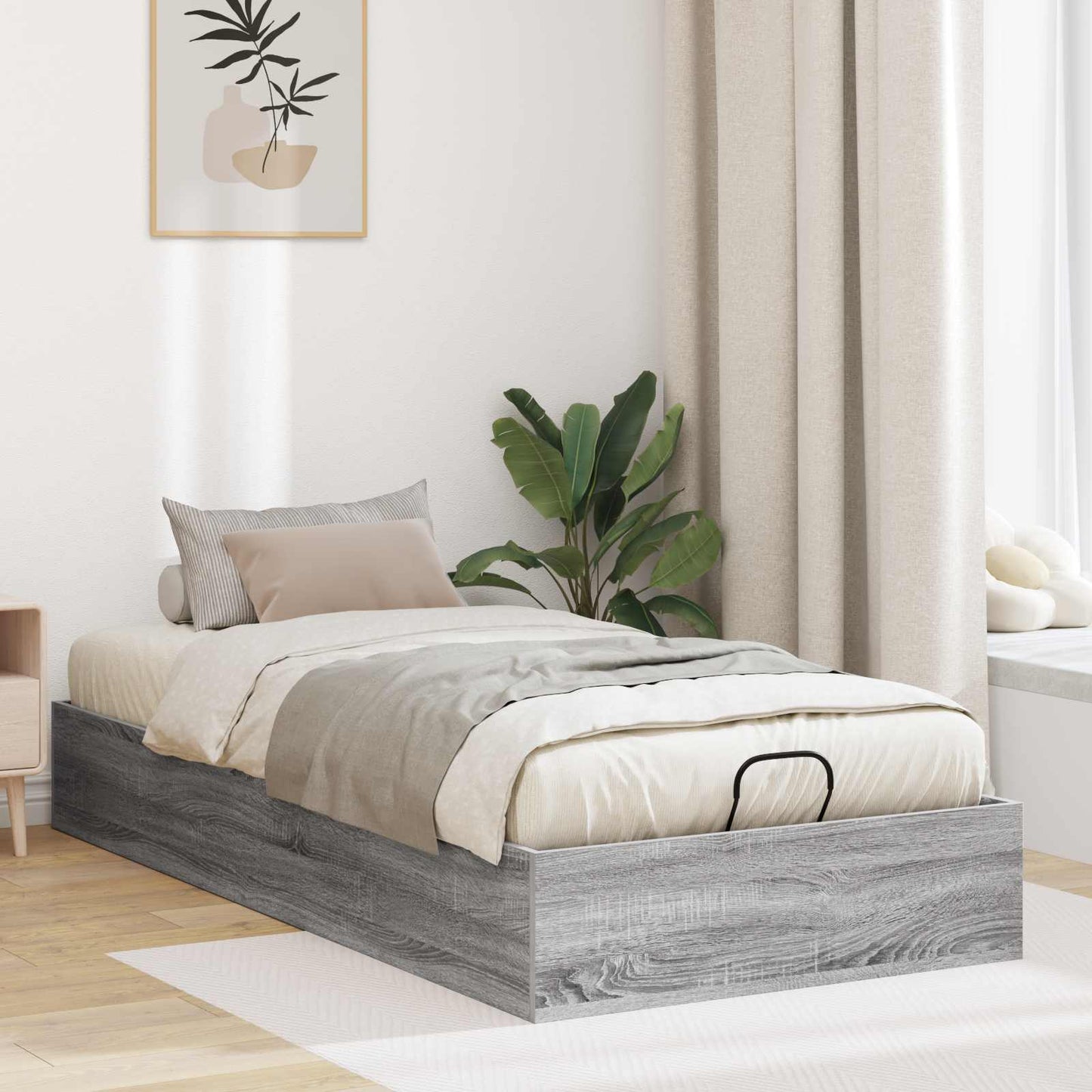 Letto ottomano con archiviazione Sonoma grigia 193 x 90 x 25 cm | homemem39